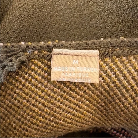 Anthropologie Knitted Knotted Olive Green MockNeck Abstract Floral Sweater sz M - Picture 12 of 16